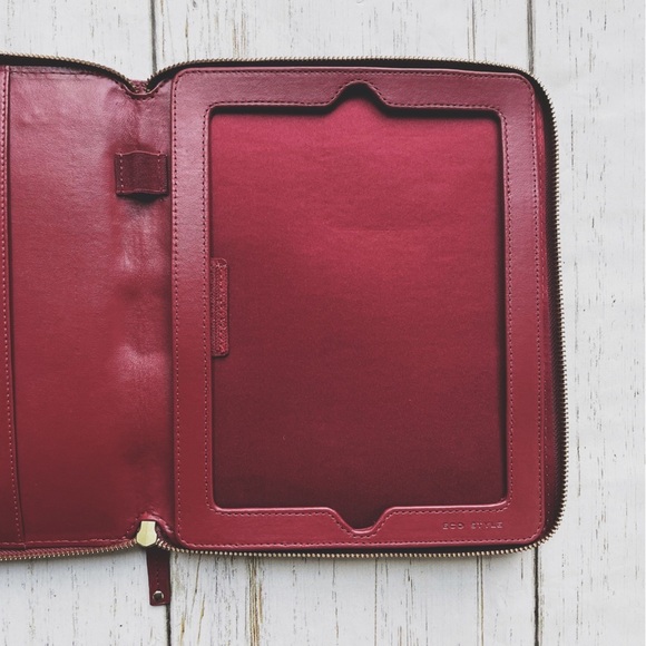 Eco Style Bordeaux Red & Red Burgundy Faux Leather Purse iPad Case EBOR-RD10 - Picture 10 of 10
